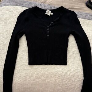 Princess Polly cropped ribbed long sleeve button up top